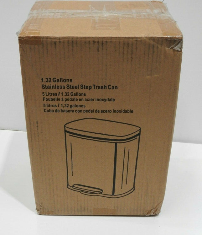 iTouchless SoftStep 1.32 Gallon Small Bathroom Stainless Steel Step Trash Can 5L