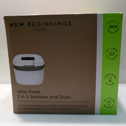 New Beginnings BPA-Free 2-in-1 UV Steriliser and Dryer, Compact & Silent, Fits u