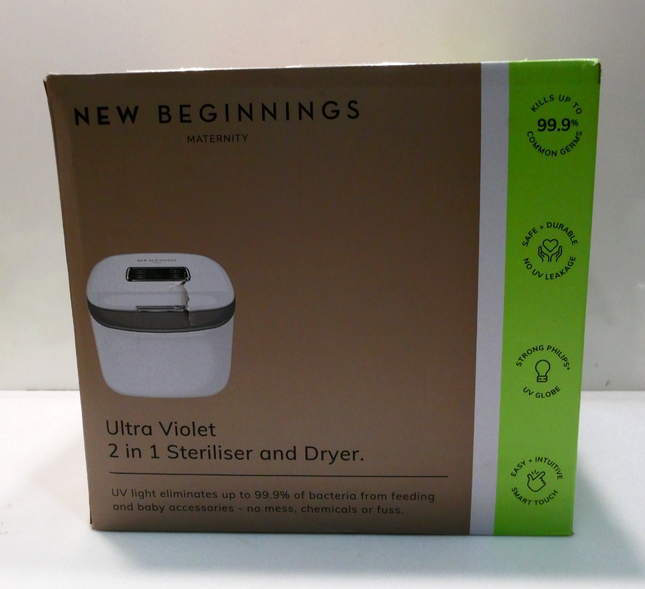 New Beginnings BPA-Free 2-in-1 UV Steriliser and Dryer, Compact & Silent, Fits u