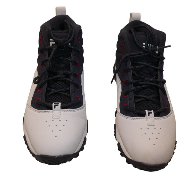 FILA Men's Serpente Basketball Shoe, White/Fnavy/Fred, 7 US