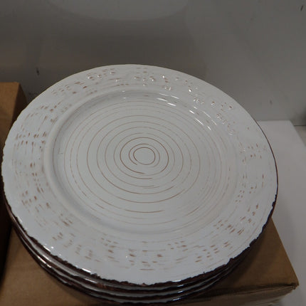 Pfaltzgraff Trellis White 16-Piece Dinnerware Set, Service for 4, Distressed Whi