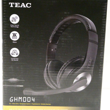 Teac GHM004 Wired Gaming Headset with Mic, Black/Silver
