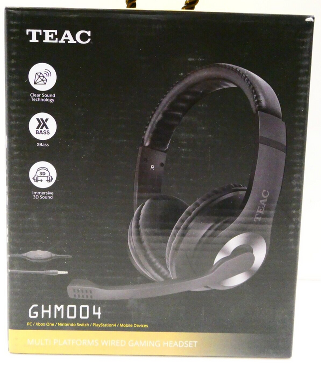 Teac GHM004 Wired Gaming Headset with Mic, Black/Silver
