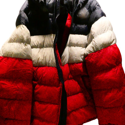 Tommy Hilfiger Men's Hooded Puffer Jacket, Midnight/White/Red, XX-Large Tall