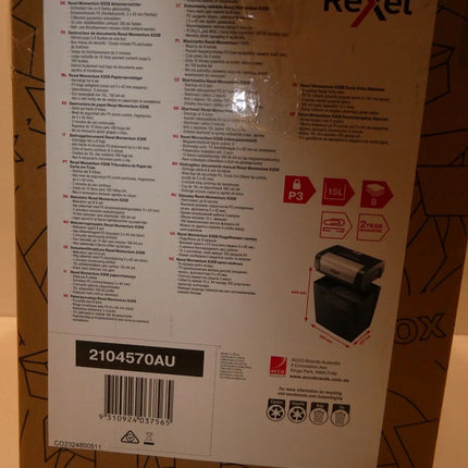 Rexel Momentum X308 Cross Cut Paper Shredder, Shreds 8 Sheets, 15 Litre Bin, ...