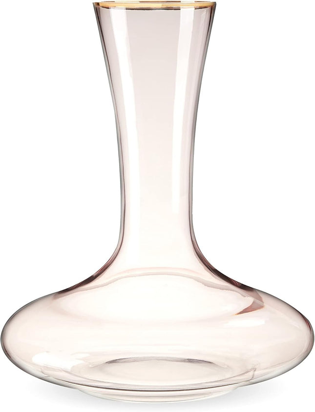 Twine Rose Crystal Decanter, Pink Wine Decanter and Aerator, Gold Rim, Wine Cara