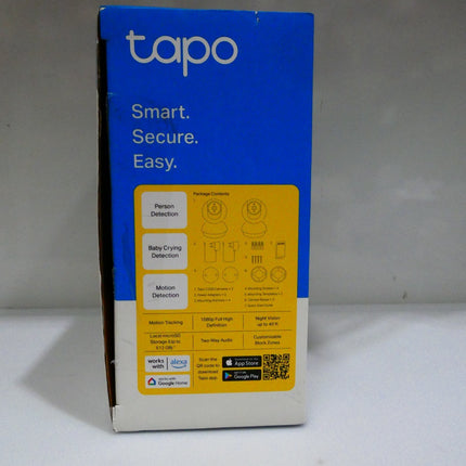 Tp-Link Tapo Pan/Tilt AI Smart Home Security Wi-Fi Camera, Baby Monitor, 1080P,