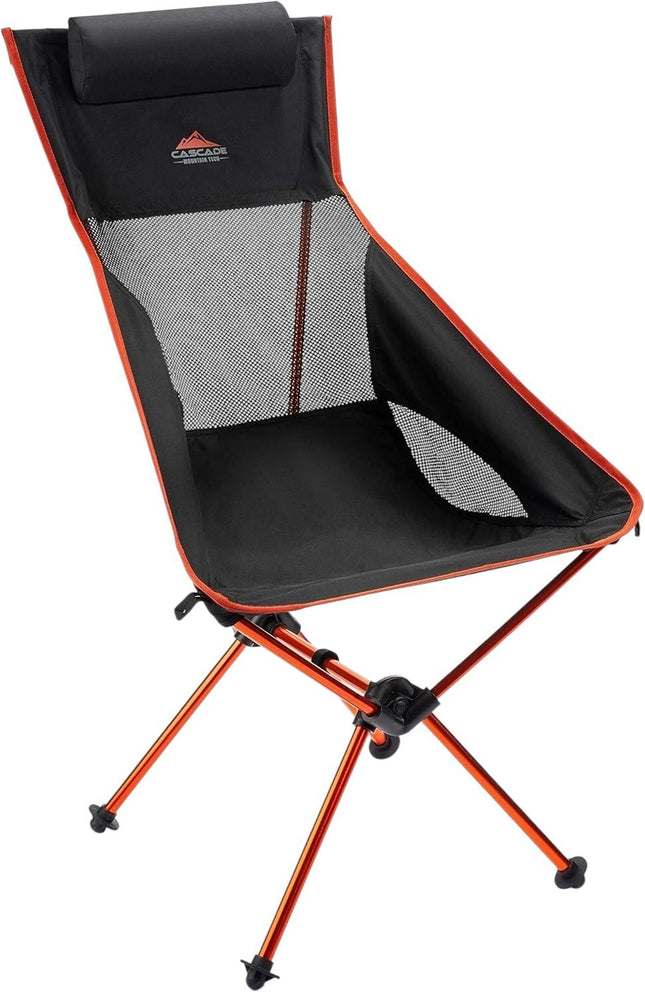 Cascade Mountain Tech Outdoor High Back Lightweight Camp Chair with Headrest