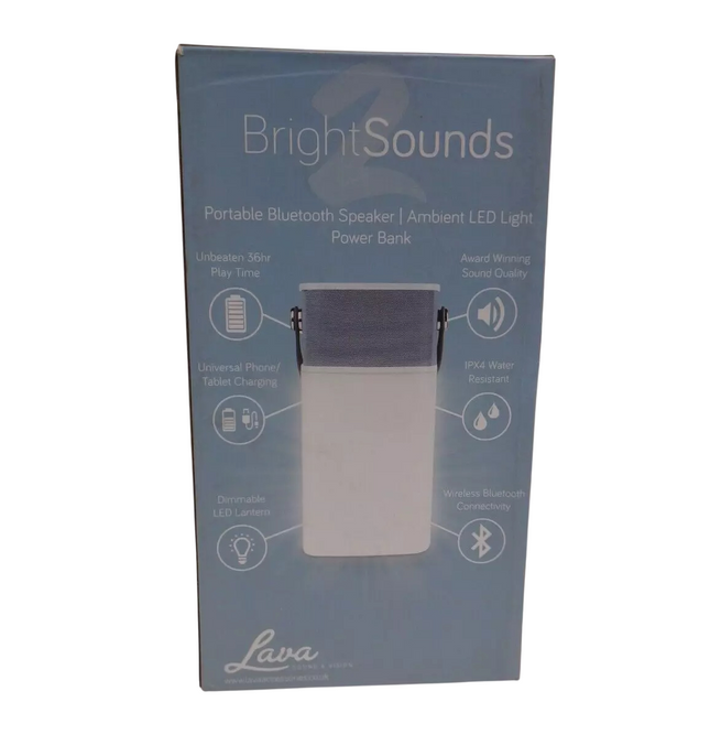 Lava BrightSounds 2 Wireless Bluetooth Speaker W/LED Lamp/Powerbank Charger