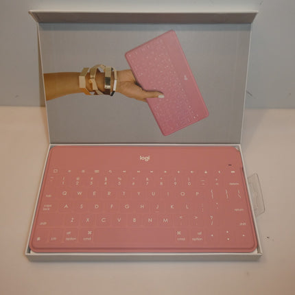 Logitech Keys-to-Go Ultra Slim Keyboard Bluetooth with iPhone Stand - Pink