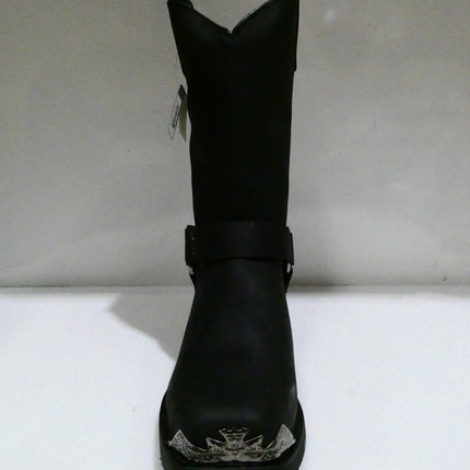 Dingo Mens Chopper Pull On Square Toe Motorcycle Casual Boots Mid Calf Black, 13