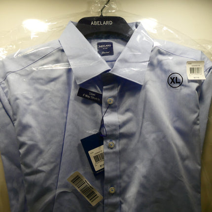 Abelard Men's 4 Way Stretch Poplin Slim Fit Dress Shirt, Sky, XL