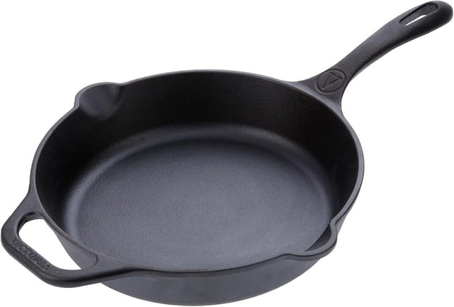 Victoria Cast Iron 12" Skillet Fry Pan with Long Handle, Seasoned, Large, 12 inc