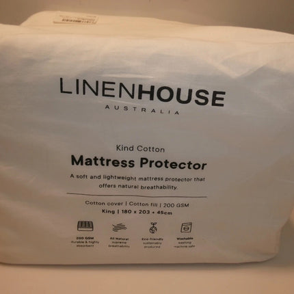 Linen House Kind Cotton Super King Mattress Protector - 200 GSM 180cm x 203cm