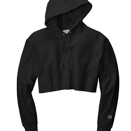 Champion Women's Reverse Weave Cropped Cut-Off Hoodie, Black, X-Large