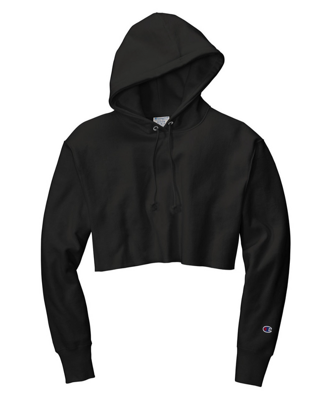 Champion Women's Reverse Weave Cropped Cut-Off Hoodie, Black, X-Large