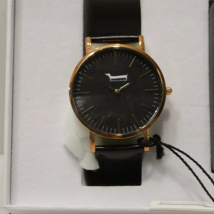 Doxie Women's Quartz Sophie 40mm Rose Gold Case Watch with Black Leather Strap a