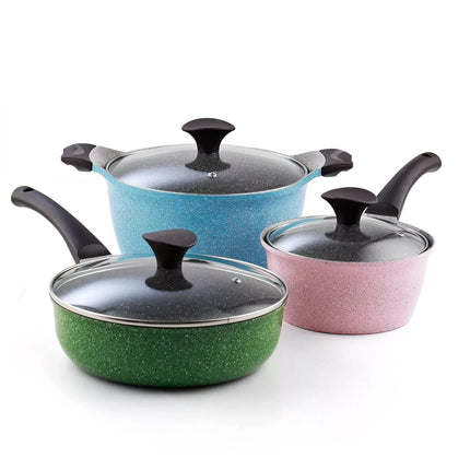 Cook N Home 6-Piece Nonstick Ceramic Coating Cookware Set, Multicolor 02565