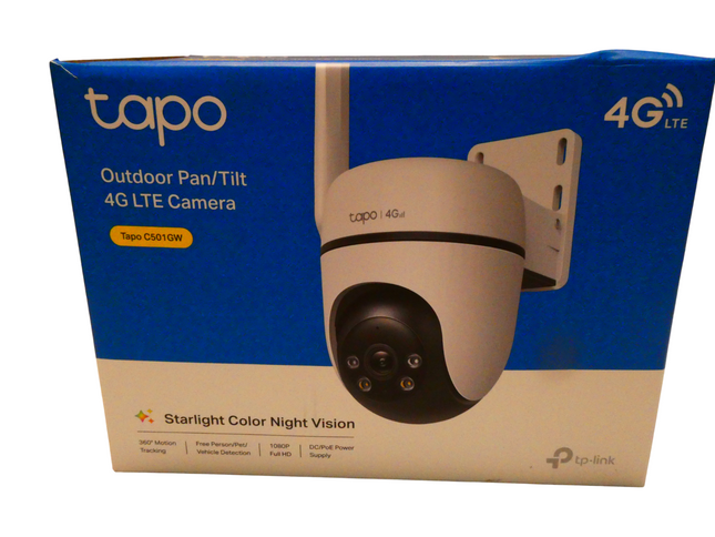 TP-LINK TAPO C501GW 4G LTE/PoE Outdoor Pan Tilt Cam, 1080P 360 Waterproof